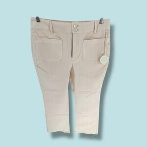 NWT Spartina 449 Juliette High Rise Kick Flare Jeans Buttercream Sz 12 Raw Hem
